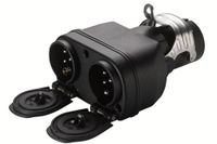 HELLA Adapter, stopcontact - 12V - van 15-polig naar 7-polig - Lengte: 155mm - Materiaal kunststof - zwart - DIN/ISO: 1724 N-Typ/1298 N-Typ/3731 S-Typ/1185 N-Typ - Hoeveelheid: 1-8JA 005 952-061