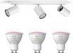 Philips Hue Kosipo Opbouwspot (Wit) - Plafondspot met 3 Lichtpunten - GU10 - Hue White and Color Ambiance