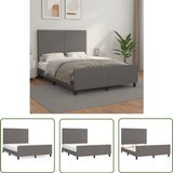 vidaXL Bedframe met hoofdbord Kunstleer Grijs 140x200 cm
