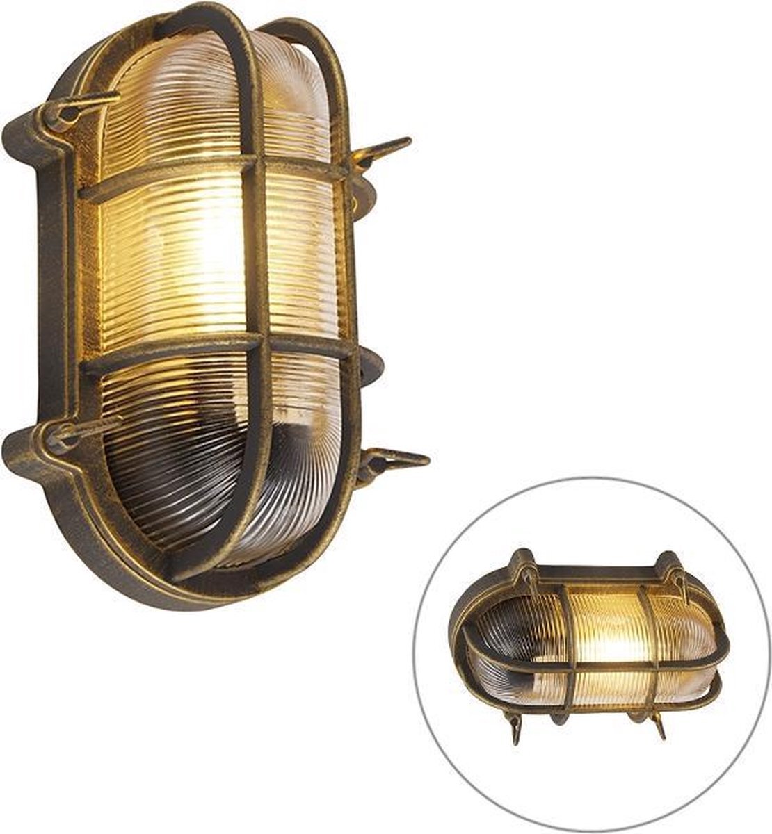 QAZQA nautica - Industriele Wandlamp voor buiten - 1 lichts - L 250 mm - Goud/messing - Industrieel - Buitenverlichting