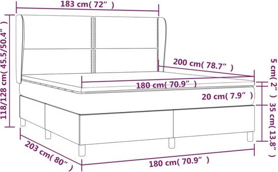vidaXL Boxspring met matras stof blauw 180x200 cm