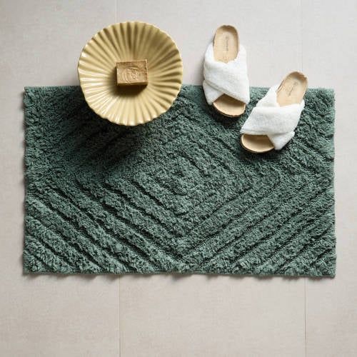 NOUS Living badmat rechthoek donkergroen (80x50 cm)