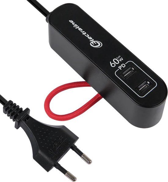 Electraline 62655 Draagbare oplader - 60W - USB-C PD - GaN - EU-stekker