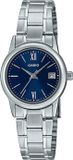 Casio LTP-V002D-2B3 Montre standard pour femmes en acier inoxydable cadran bleu date
