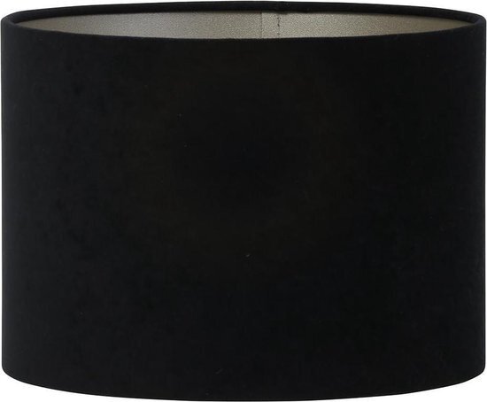Light & Living Velours Cilinder Lampenkap - Zwart - Ø35x25 cm