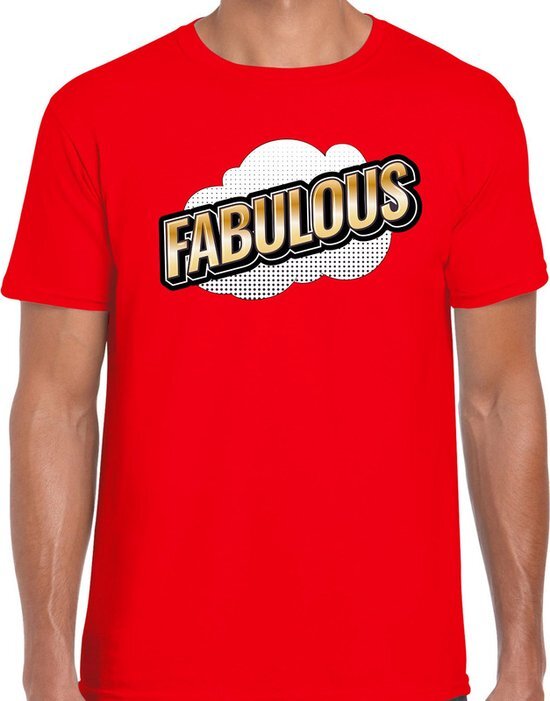 Bellatio Decorations Fabulous fun tekst t-shirt voor heren rood in 3D effect L