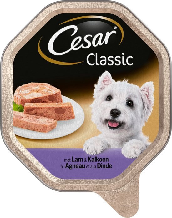Cesar alu classic pate met lam en kalkoen hondenvoer 150 gr