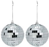 Inge-glas Inge Christmas Decor Disco kerstbal - 2x - zilver - D9 cm