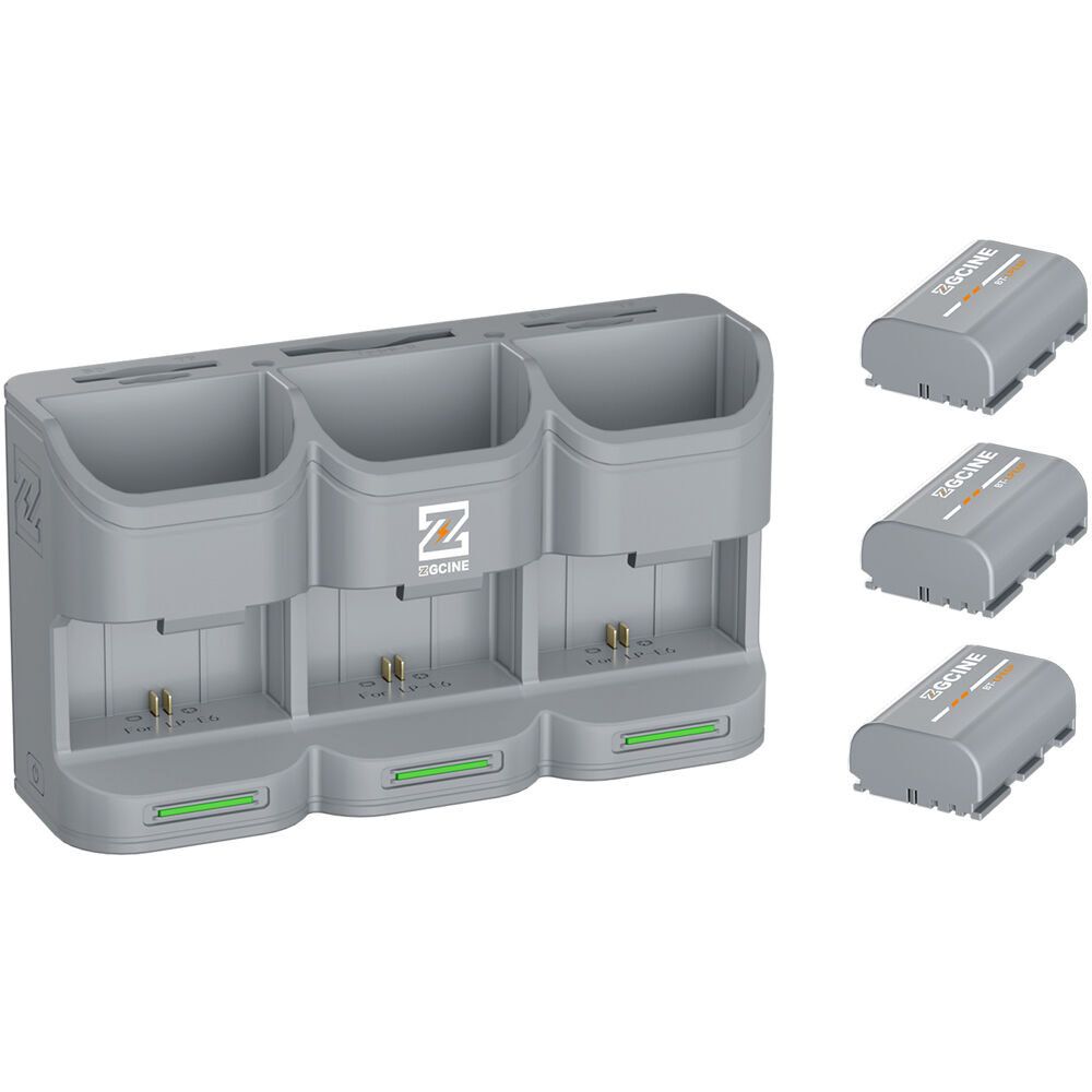 ZGCINE PC3-LPE6 Tri Battery Charging Case + 3 LP-E6 accu's