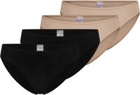 Schiesser Dames tai slip 4 pack Modal Essentials zwart / zand