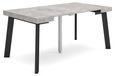 Table console extensible et table à manger, 160 cm, finition ciment, pieds en bois