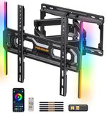 Perlegear TV-muurbeugel voor 26-65 inch tv's tot 45 kg, LED-achtergrondverlichting met muzieksynchronisatie, max. VESA 400x400 mm met draai-, uitschuif- en kantelfunctie PGMF20