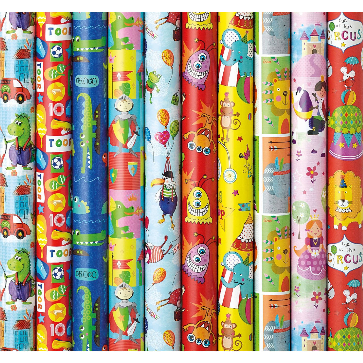 Benza assortiment 1 cadeaupapier inpakpapier voor kinderen - 200 x 70 cm - 6 rollen