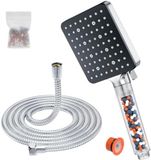 PromoHome Hogedruk Handdouche met Filter - Waterbesparende Douchekop 6 Straalstanden Antikalk Douchekop met 1,6m Slang Chroom