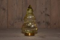 Annas Collection B.O.T. Tree Glass 15X28,5 cm Amber With Golden Base 10Led kerstverlichting