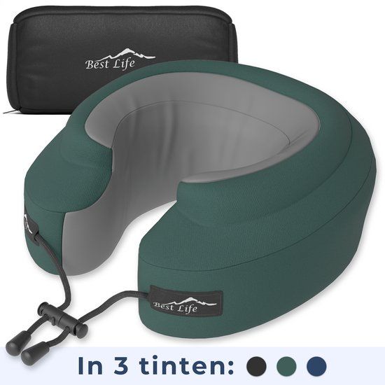 Best Life Nekkussen Vliegtuig - Reiskussen Auto - Memory Foam - Groen