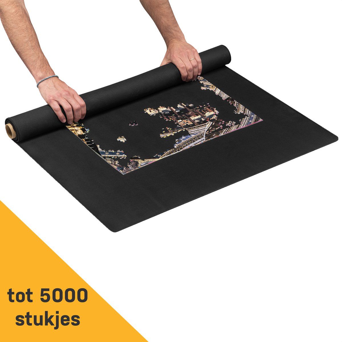 The Friendly Puzzelmat 5000 stukjes voor legpuzzel - XXXL Puzzelrolmat – Puzzel opbergsysteem – Puzzelplaat - Portapuzzle de Luxe Puzzelmap - 120x170cm - zwart