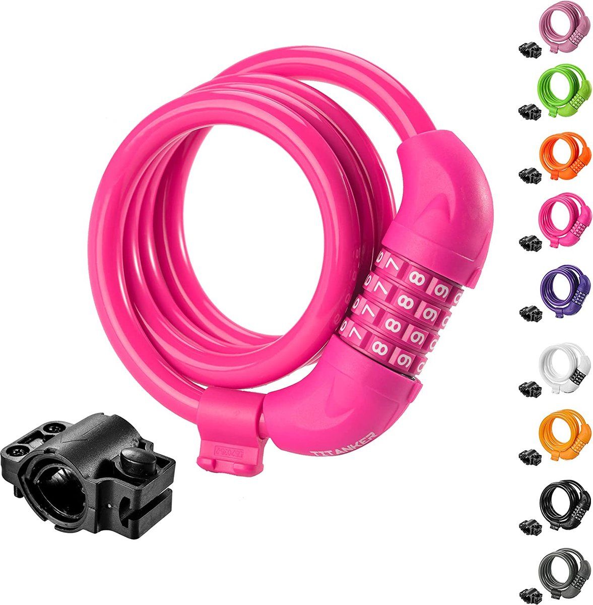 Topco Sales Fietsslot 1.2 Meter - Kabelslot met Cijfercode - Roze