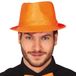 Fiestas Guirca Carnaval verkleed hoedje - glitter oranje - volwassenen/heren - met paillette