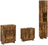 vidaXL - 3-delig - badkamerkast - set - EDE - Gerookt - eiken - Bewerkt - hout