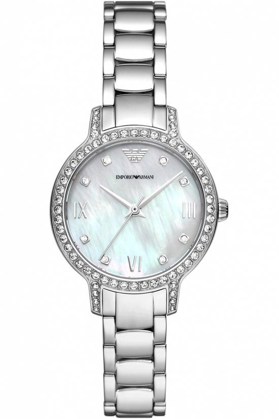Emporio Armani Cleo AR11484 - Zilverkleurig Stalen Dameshorloge - 32 mm