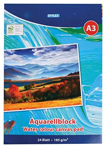 Stylex 28691 Aquarelblok DIN A3, 24 vellen 185 g/m², met koplijm