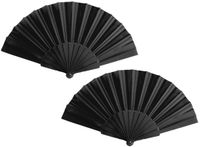 Merkloos Spaanse Handwaaier - 2x - Zwart - 23 x 43 cm