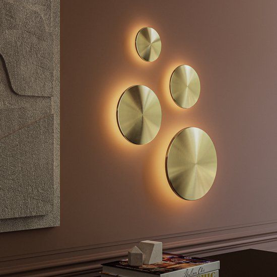 HOFTRONIC Casper L LED Wandlamp Goud - 2700K warm wit - 19 Watt - Rond - Muurlamp voor binnen en buiten