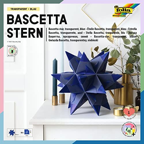 folia 836/2020 - knutselset Bascetta ster, transparant blauw, 20 x 20 cm, 32 vellen