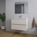 Saniclass Chaci Meuble de salle de bain - 80x46x55cm - lavabo en céramique blanc - 1 vasque ovale - 1 trou pour robinet - 2 tiroirs - miroir rectangulaire - coton mat (beige)