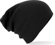 Beechfield Unisex Slouch Winter Beanie Hat (Zwart)