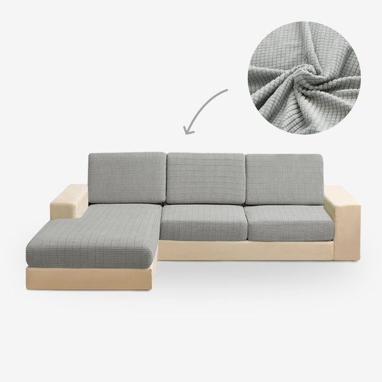 BankhoesDiscounter Knitted L-vorm Zitkussen Hoes - Lichtgrijs
