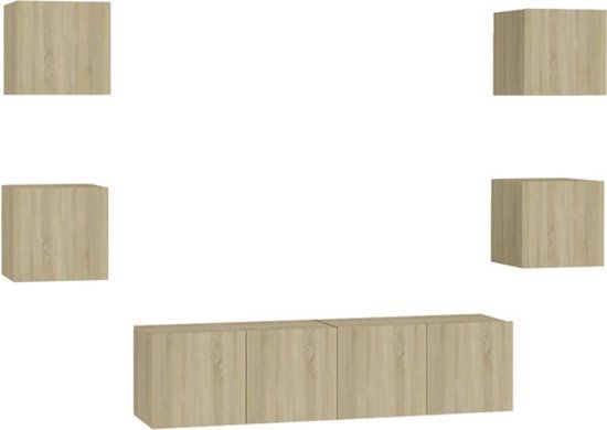 vidaXL 6-delige Tv-meubelset bewerkt hout sonoma eikenkleurig