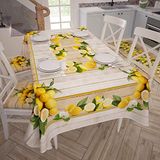 PETTI Artigiani Italiani - Tafelkleed, vuilafstotend, rechthoekig, voor keukentafel, design Lemon X24, zitbank (140 x 450 cm), 100% Made in Italy