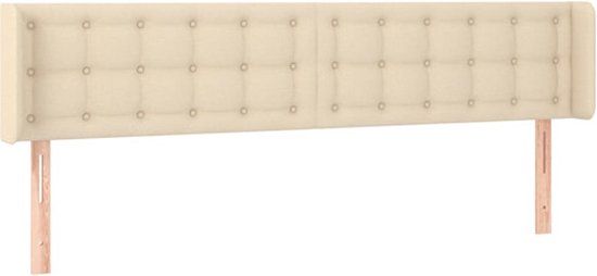 vidaXL Hoofdbord met randen 203x16x78/88 cm stof crèmekleurig