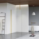 FortiFura Galeria inloopdouche - 70x200cm - helder glas - plafondarm - PVD - geborsteld messing (goud)