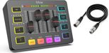 FIFINE SC3 + XLR Kabel - Table de mixage de streaming - Table de mixage DJ - Table de mixage de jeu - Podcast / Stream / Jeu - Connexion XLR - Entrée ligne - Changeur de voix - Noir