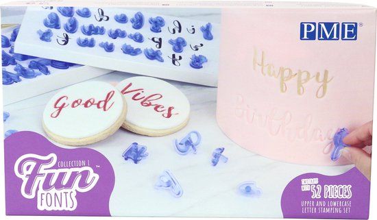 PME Letter Stempel Set 'Fun Fonts' - 52 stuks - Lichtblauw