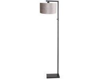 Steinhauer Zwarte vloerlamp Stang 8220ZW 160cm met metalen voet en textiele grijs velours kap