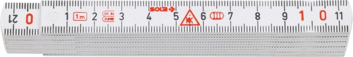 Sola HKM 1/10W Duimstok - kunststof - wit - 1m - 9002719018292
