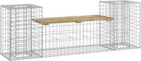 vidaXL Banc de jardin conception mur de gabions 183x41x60,5 cm bois imprégné