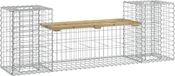 vidaXL Banc de jardin conception mur de gabions 183x41x60,5 cm bois imprégné