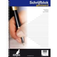Kangaro schrijfblok A4 gelinieerd 60 grams 100 vel met spiraal