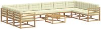vidaXL - Bank loungeset - 10 zitplekken - Wit en crème - Acacia hout