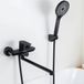 Unyqoos® Robinet de bain élégant avec douchette et long bec pivotant en design noir