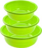 Forte Plastics Voordeelset multifunctionele kunststof ronde teiltjes groen in 3-formaten - 11-20-30 liter inhoud