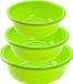 Forte Plastics Voordeelset multifunctionele kunststof ronde teiltjes groen in 3-formaten - 11-20-30 liter inhoud