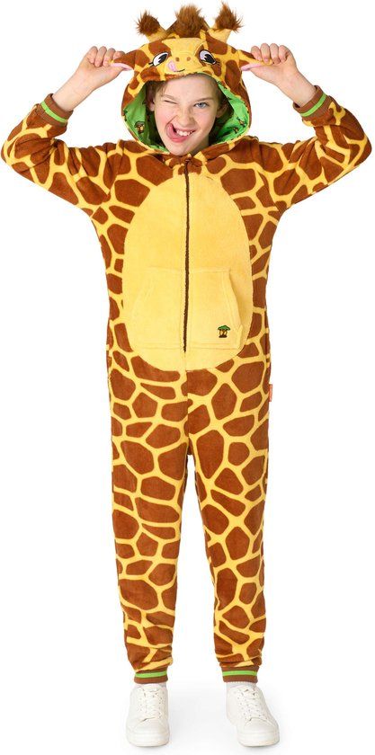 OppoSuits Giraffe Onesie Kids - Unisex - Giraffe Fleece Jumpsuit - Beige - Maat: S - EU92/98