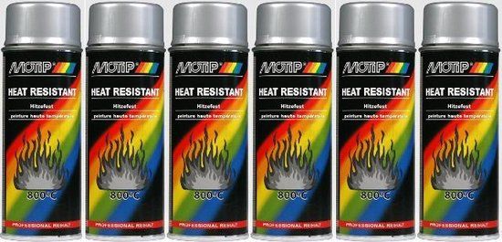 Motip 4032 Hittebestendige Lak - Zilver - 400 ml - Doos a 6 Stuks