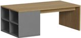 Vicco Kivo Salontafel – 90 x 50 cm Met 4 open vakken Antraciet/eiken